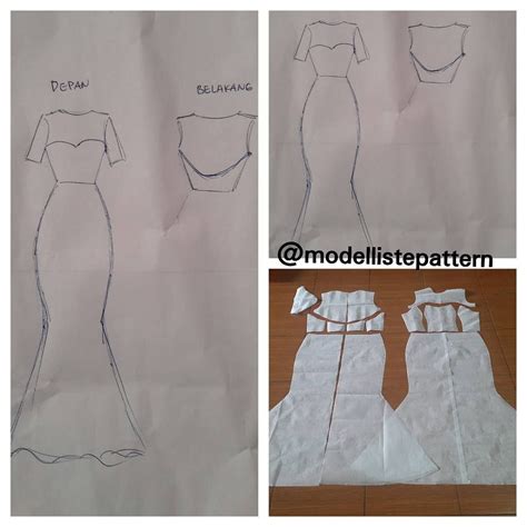 Mermaid dress pattern basic Order by line : @modelliste (with @) #modellistepattern#poladress# ...