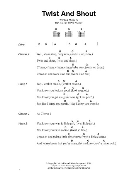 Twist And Shout by The Beatles - Guitar Chords/Lyrics - Guitar Instructor