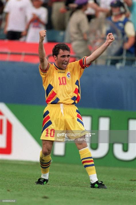 Gheorghe Hagi, Romania, celebrates scoring against Switzerland ...