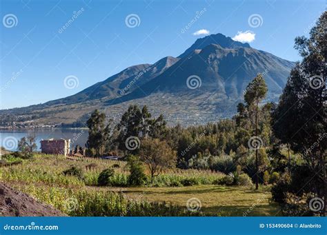 San Pablo Lake and Imbabura Volcano, Ecuador Stock Photo - Image of scene, clouds: 153490604