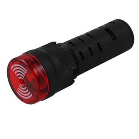 AC 12V Buzzer Alarm Red LED Accident Signal Indicator Light &Warning ...