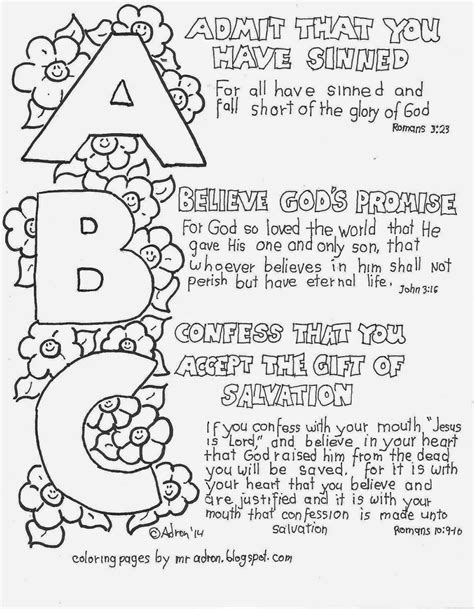 Printable Coloring page of A,B,Cs of the Gospel | Bible school crafts, Sunday school lessons ...