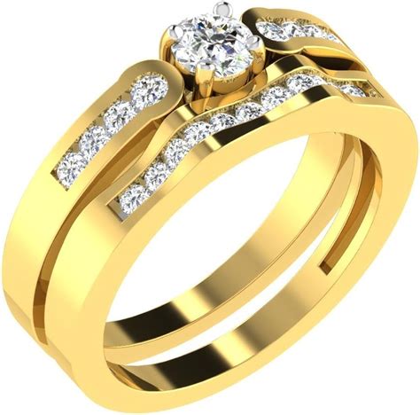 0.68 Ct Real Diamond Ring in 18KT Gold for women : Amazon.co.uk: Jewellery