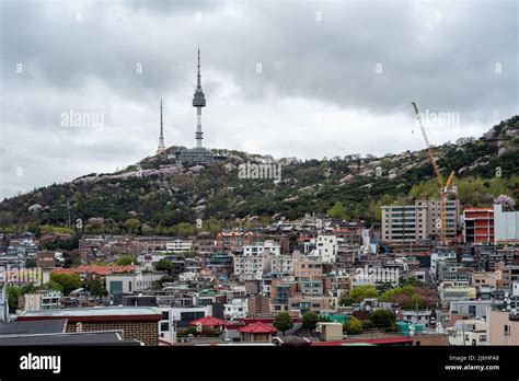 Itaewon district and Namsan Tower in Yongsan, Seoul, South Korea on ...