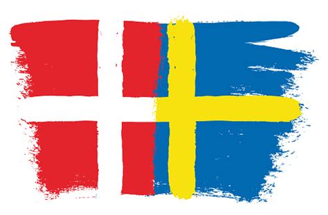 Denmark Flag Sweden Flag Vector Hand Painted With Rounded Brush Stock ...