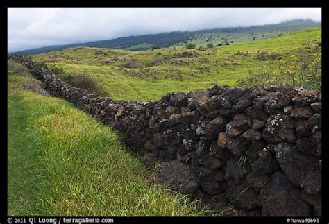 Long lava rock wall and pastures. Maui, Hawaii | Lava rock landscape ...