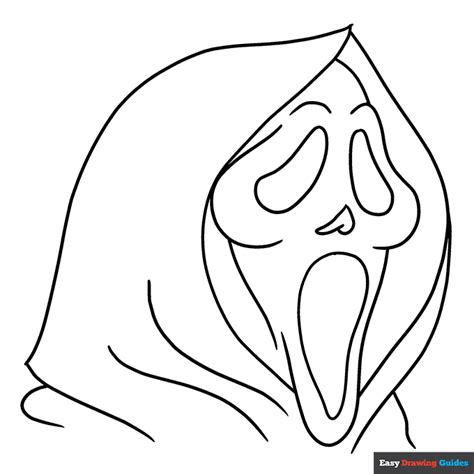 Scream Mask Coloring Page | Easy Drawing Guides