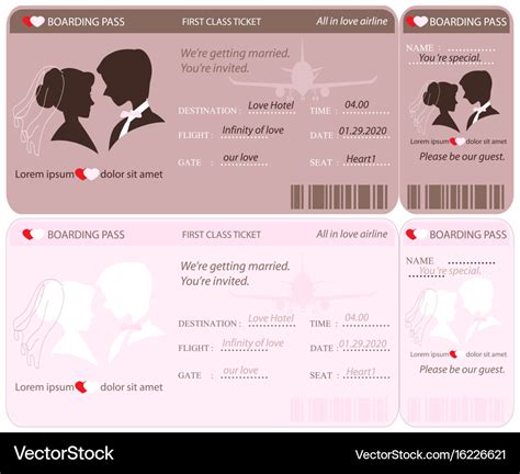 Boarding pass ticket wedding invitation template Vector Image