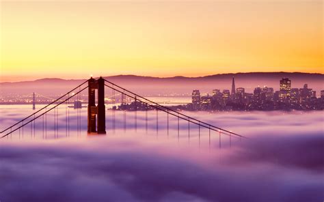 Bridge, San francisco, Fog, Lights, Sky wallpaper - Coolwallpapers.me!