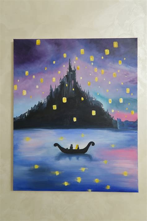 Tangled. Floating Lights. Rapunzel Oil Painting Handmade. Oil | Etsy