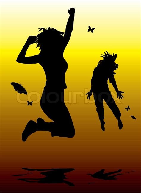 Couple of people dancing with a shadow ... | Stock vector | Colourbox