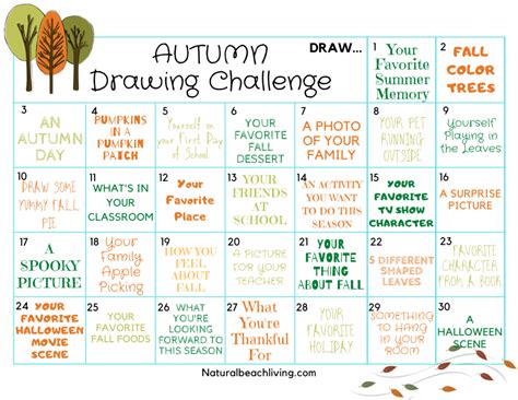 Fall Drawing Challenge and Free Drawing Prompts for Kids - Natural ...