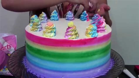 Quick and Easy Rainbow Cake- Cake Decorating - YouTube