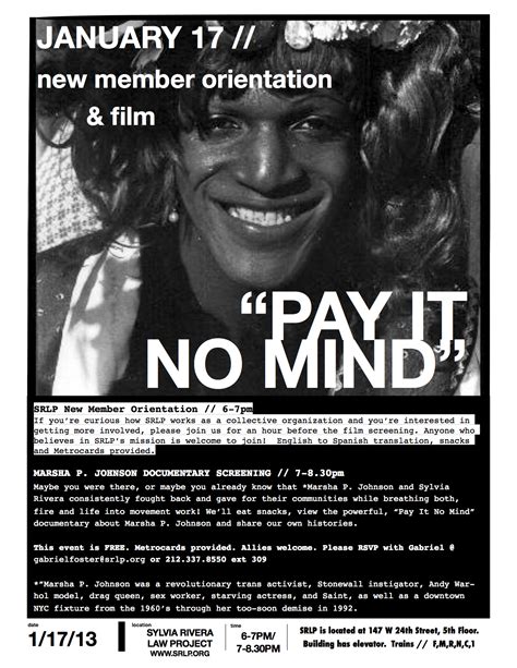 Marsha P Johnson Film Screening & New Member Orientation! | SRLP (Sylvia Rivera Law Project)