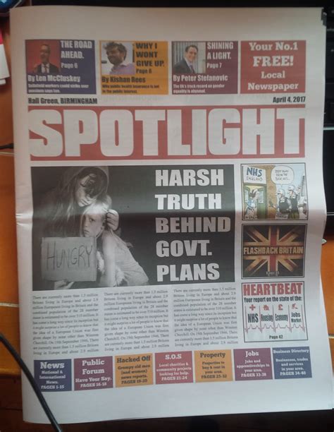 Crowdfunding to To help fund a special edition of the new Spotlight Newspaper. on JustGiving