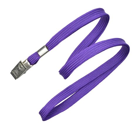 3/8" (10 mm) Purple Lanyard with Nickel-Plated Steel Bulldog Clip