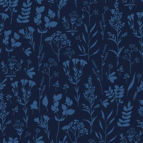 Dark Blue Indigo Pattern with Drawn Herbs and Plants 21529695 Vector ...