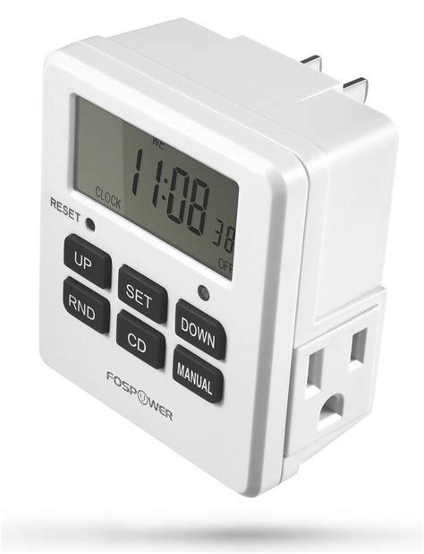 Digital Outlet Timer, FosPower [ETL Listed] Digital LCD Dual Outlet ...