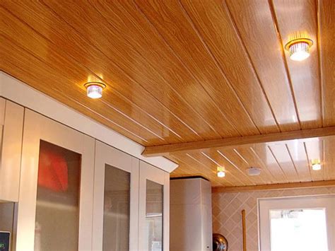 5mm Thickness Ceiling PVC Panels For Kitchen Two Golden Line Wooden Color