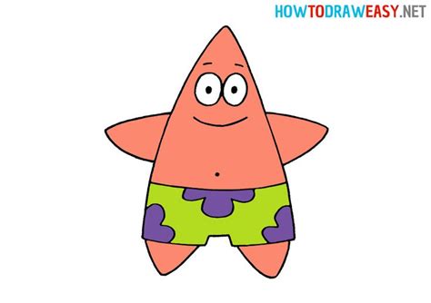 Draw Patrick Star from SpongeBob | Drawings, Elementary drawing ...