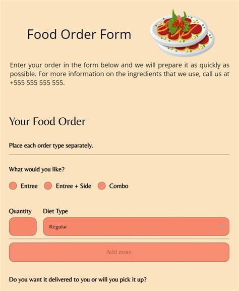 Food Order Form Template