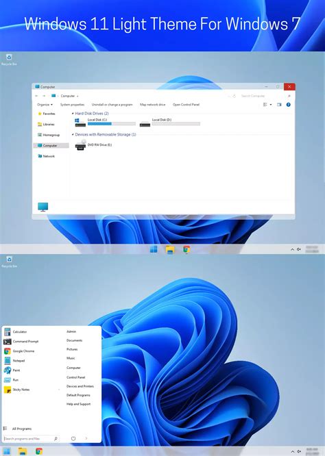 Theme Windows 11 Light Style for Windows 7 download on VSThemes.org