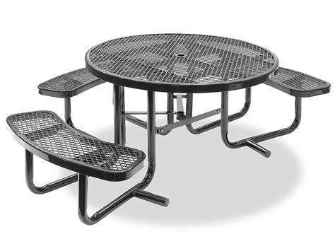 ADA Metal Picnic Table - 46" Round, Black H-2672BL - Uline