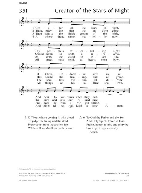 Lutheran Service Book 351. Creator of the stars of night | Hymnary.org