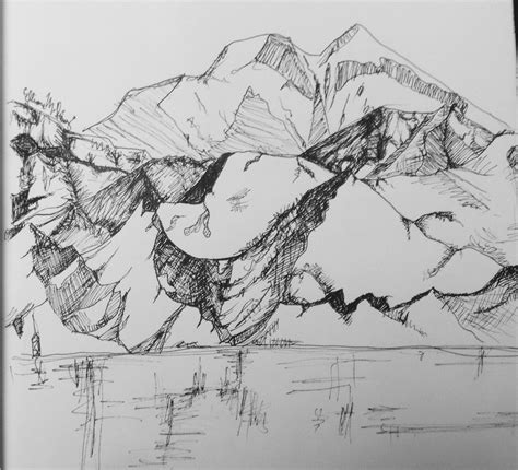 Pen and ink landscape drawing, mountains, art, sketch, water, lake beautiful Drawing Videos, Pen ...