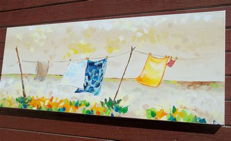 Clothesline painting original clothesline customizable art | Etsy