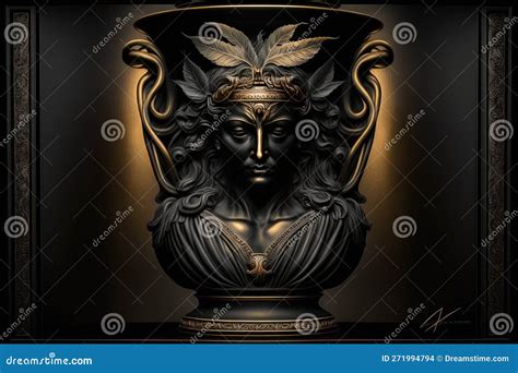 Aether Greek Mythology God Black Gold Vase by Generative AI Stock Illustration - Illustration of ...