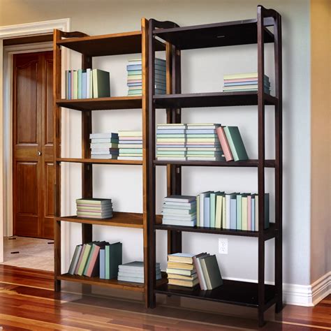 Stratford 5-Shelf Folding Bookcase-Espresso - Walmart.com