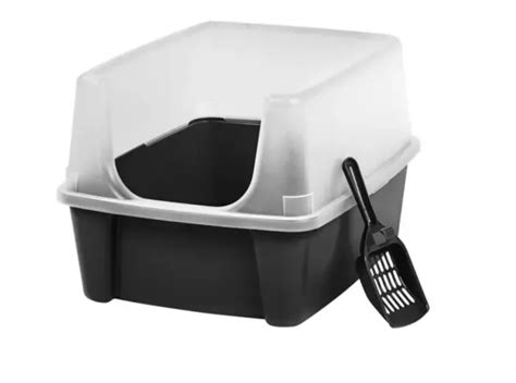 IRIS USA OPEN-TOP Cat Litter Box with Shield Cover Durable and Scoop ...