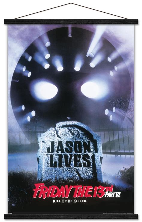 Friday The 13th Part Vi: Jason Lives - One Sheet Wall Poster with Wooden Magnetic Frame, 22.375 ...