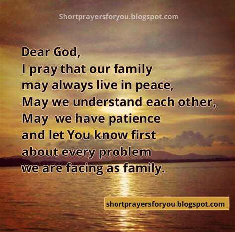 SHORT PRAYER for peace in MY FAMILY