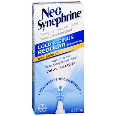 6 Pack Neo-Synephrine Nasal Spray Regular Strength Formula 0.5 fl oz (15 mL) Ea - Walmart.com