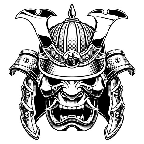 Samurai warrior mask BW version 539553 Vector Art at Vecteezy