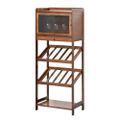 Rustic Modern Standing Wine Rack Shelves with Glass Rack -A-Homary