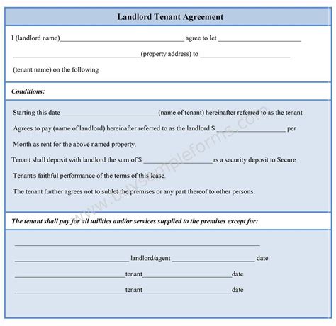 Landlord Tenant Agreement Form