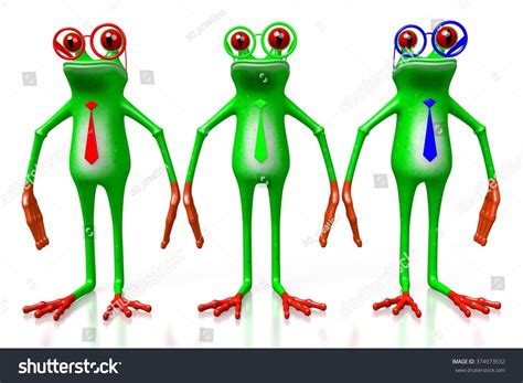 3d Cartoon Frogs Wearing Ties Rgb Stock Illustration 374973532 ...