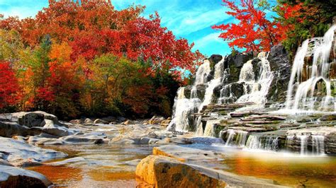 Waterfall In Autumn Wallpapers - Wallpaper Cave