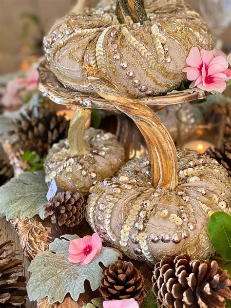 Gold Pumpkin Set Velvet Pumpkins with Real Stems Fall Bridal | Etsy | Neutral fall decor, Velvet ...