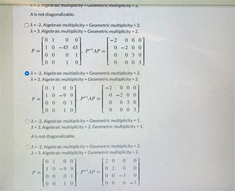 Solved 2 = -2. Algebraic multiplicity = 2. Geometric | Chegg.com