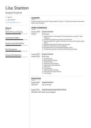 Surgical Assistant Resume Examples and Templates