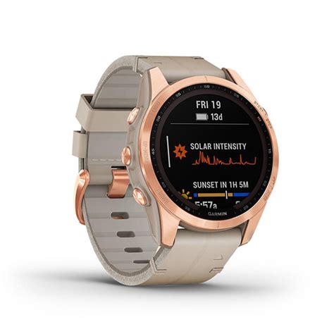 Garmin Fenix 7S - Sapphire Solar, Rose Gold Ti with Limestone Leather Band | antien.vn