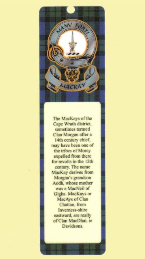 Mackay Clan Badge Clan Mackay Tartan Laminated Bookmark