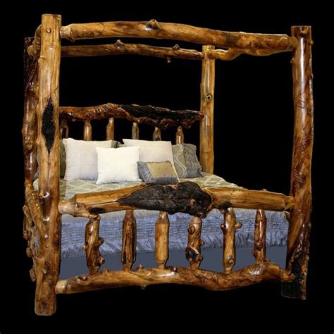 Aspen Lodge Rustic Canopy Bed with Handpicked Gnarly Logs | Log bedroom ...