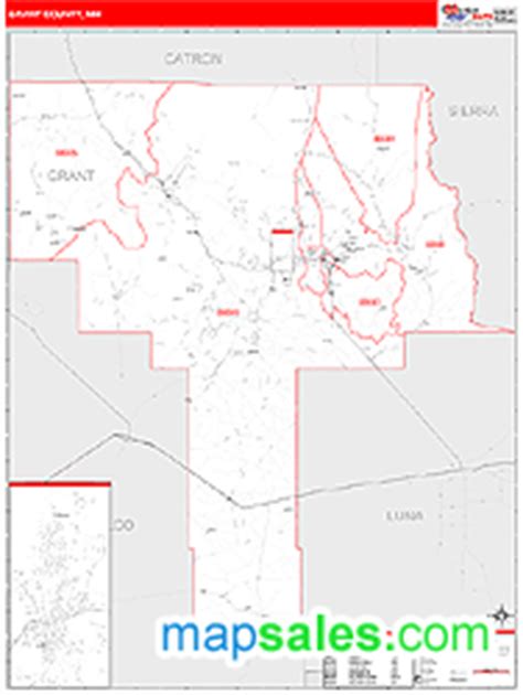 Grant County, NM Wall Map Red Line Style by MarketMAPS