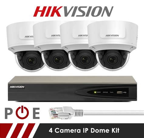 MIE CCTV: 4 Camera Hikvision CCTV Kit With 5MP Anti Vandal Motorized Lens Dome Cameras in White