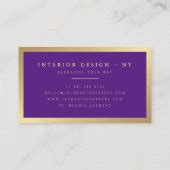 Elegant chic gold metallic dark purple minimalist business card | Zazzle